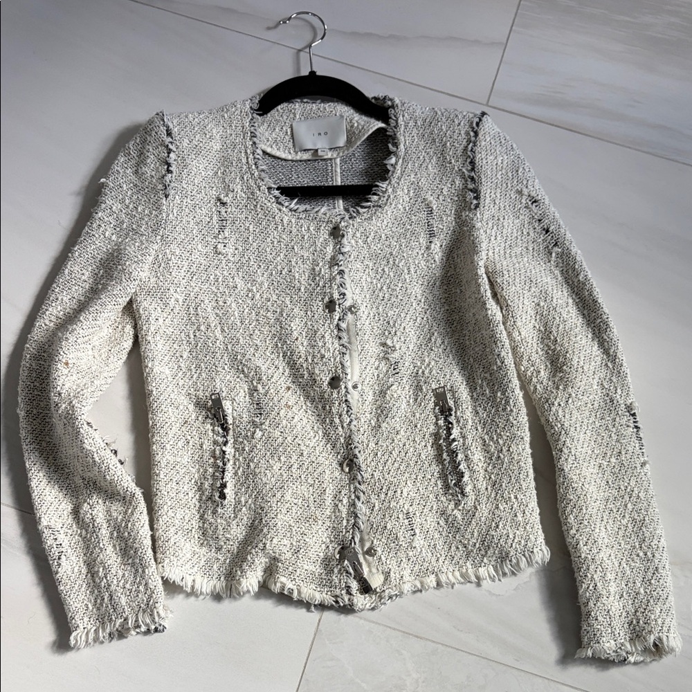 IRO Black and Cream Textured Jacket